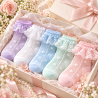 LittleLace™ Pastel Ruffle Lace Socks – 5 Pairs