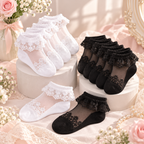 LittleLace™ Crystal Lace Girls' Socks – 6 Pairs