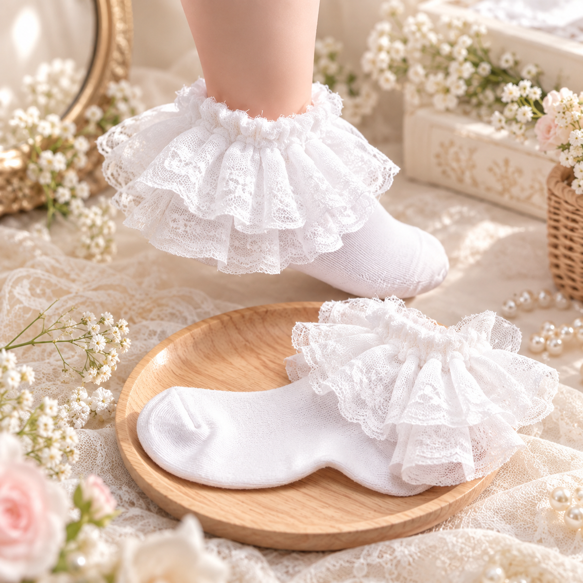 LittleLace™ Ruffle Lace Girls' Socks
